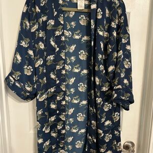Lucky Brand Floral Blue Kimono Small
